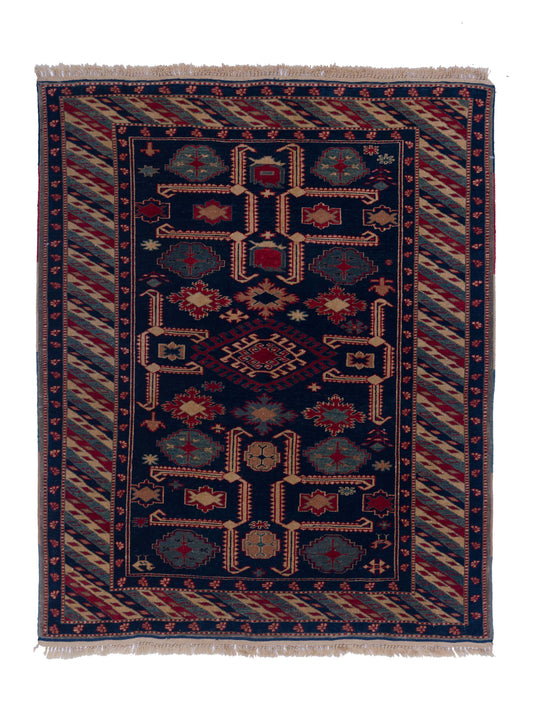Shirvara Navy Blue 4.7x5.5 Hand Knotted Rug