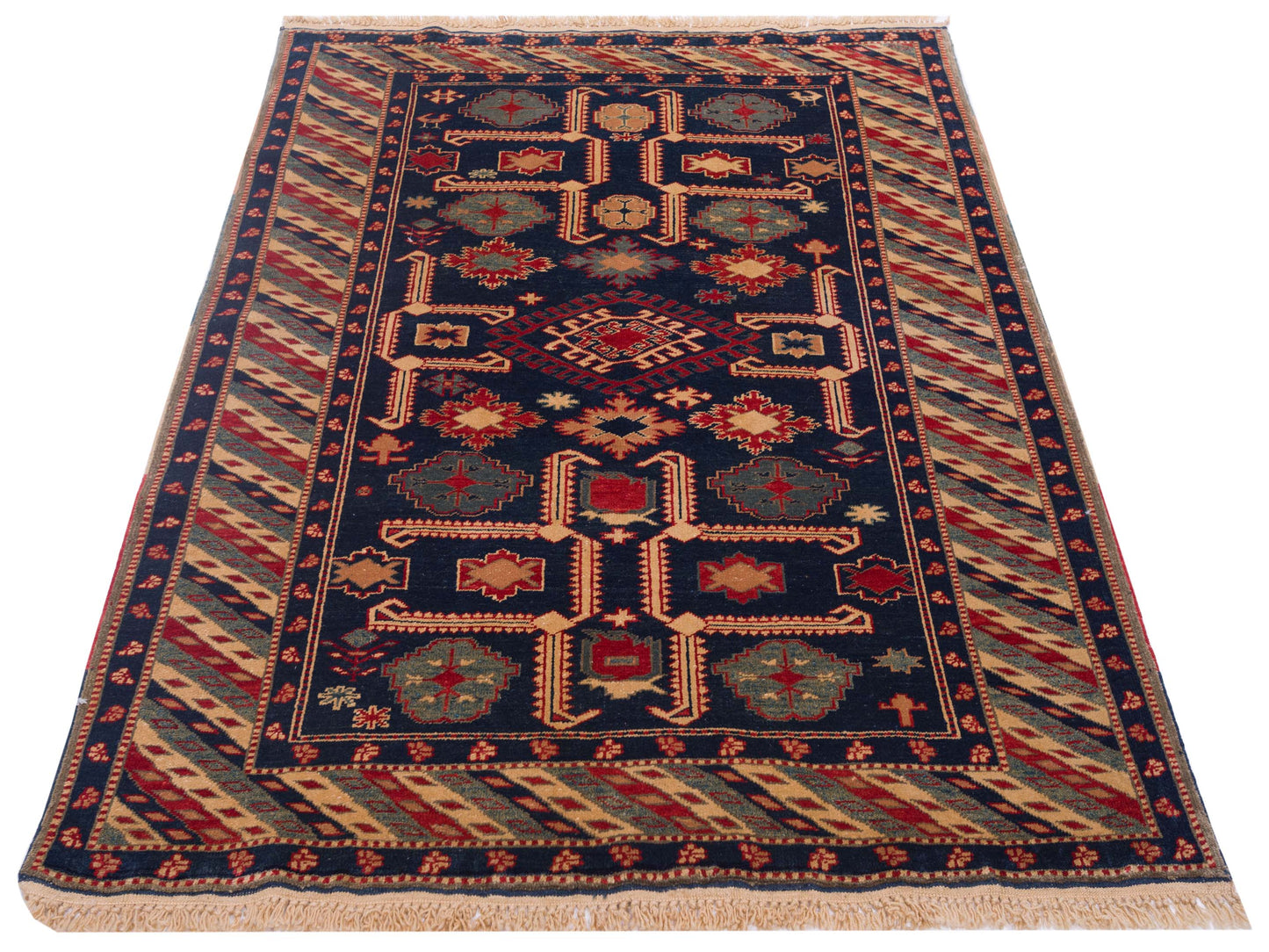 Shirvara Navy Blue 4.7x5.5 Hand Knotted Rug