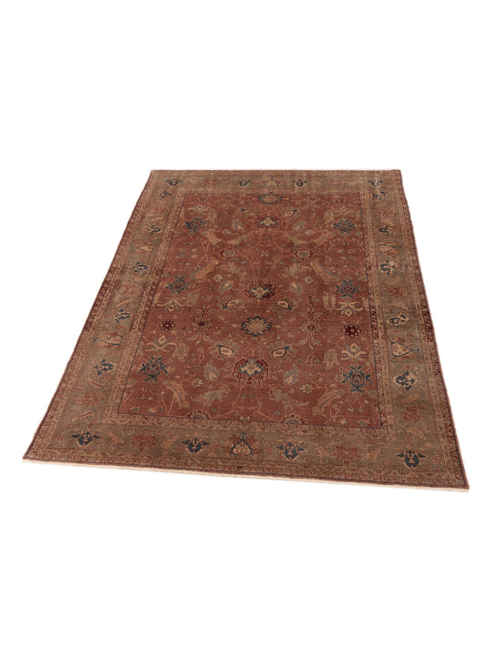 Turkish Elvaria Brick Green 8.6x11.9 Hand Knotted Rug