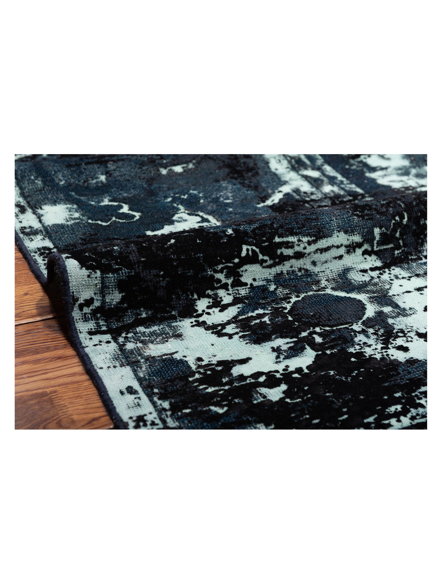 Vintage Teal Blue 12x17.1 Hand Knotted Rug