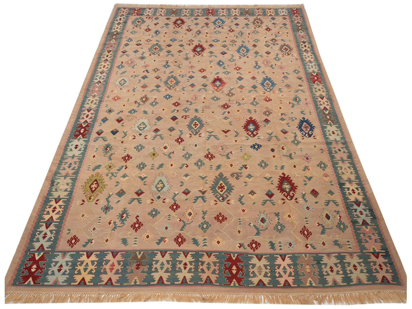 Kilvana Pink Green 9.1x12.3 Hand Woven Rug