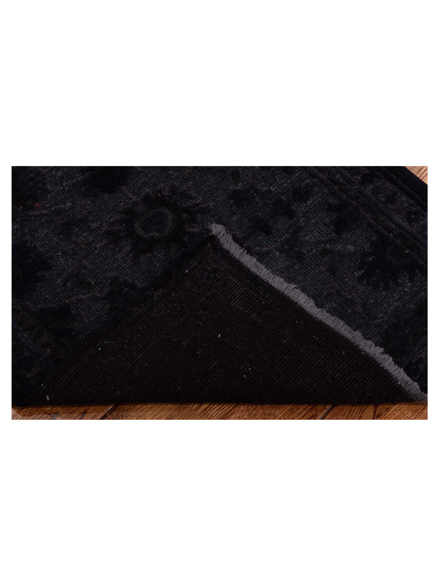 Vintage Black 2.2x7.10 Hand Knotted Rug