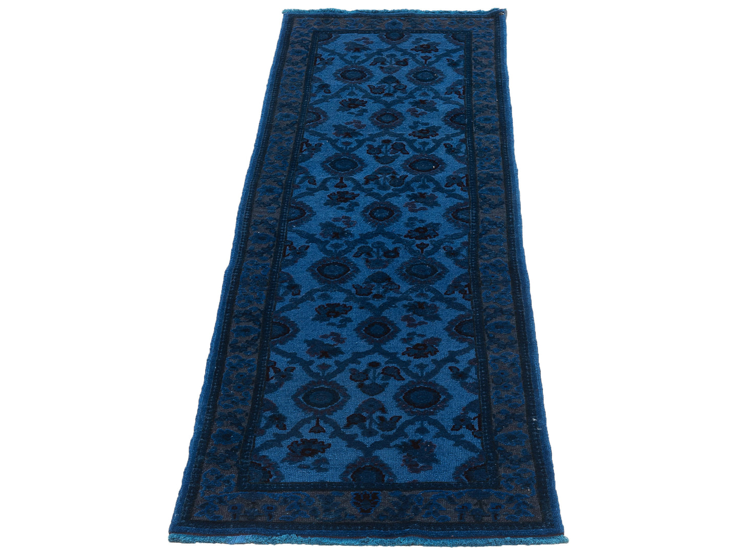 Vintage Blue 2.6x8.3 Hand Knotted Rug