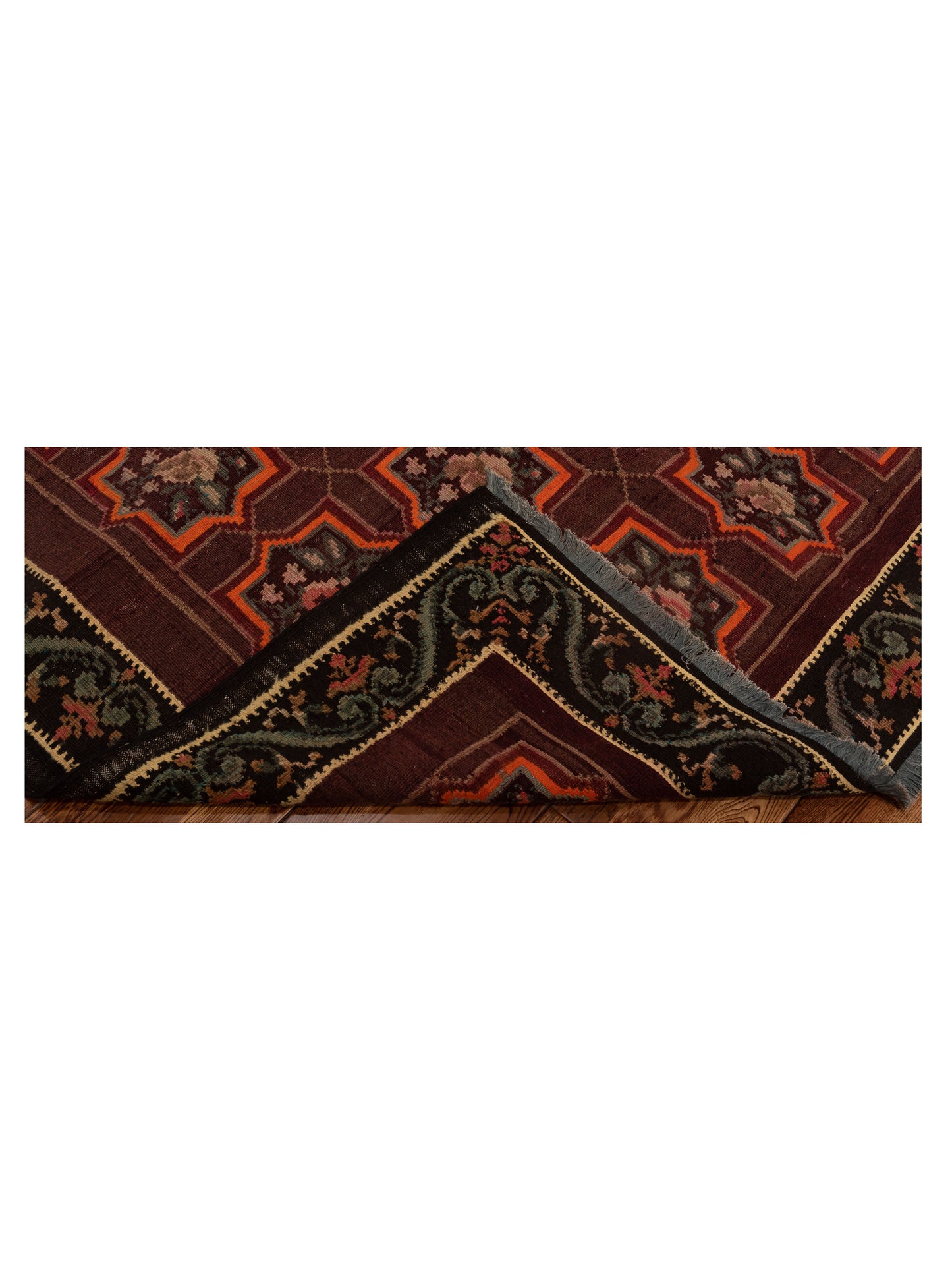 Blossara Kilim Burgundy Black 4.11x6.11 Hand Woven Rug