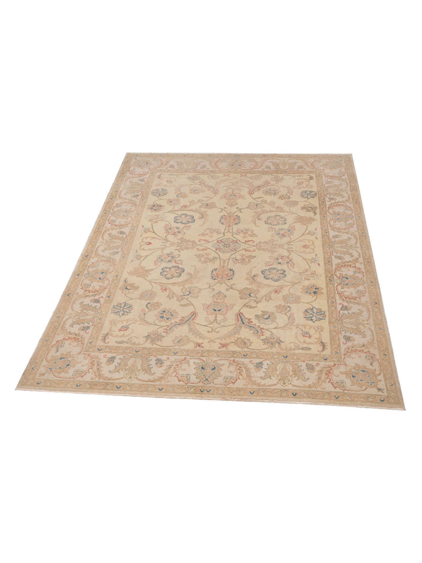 Turkish Elvaria Ivory Ivory 9x11.1 Hand Knotted Rug