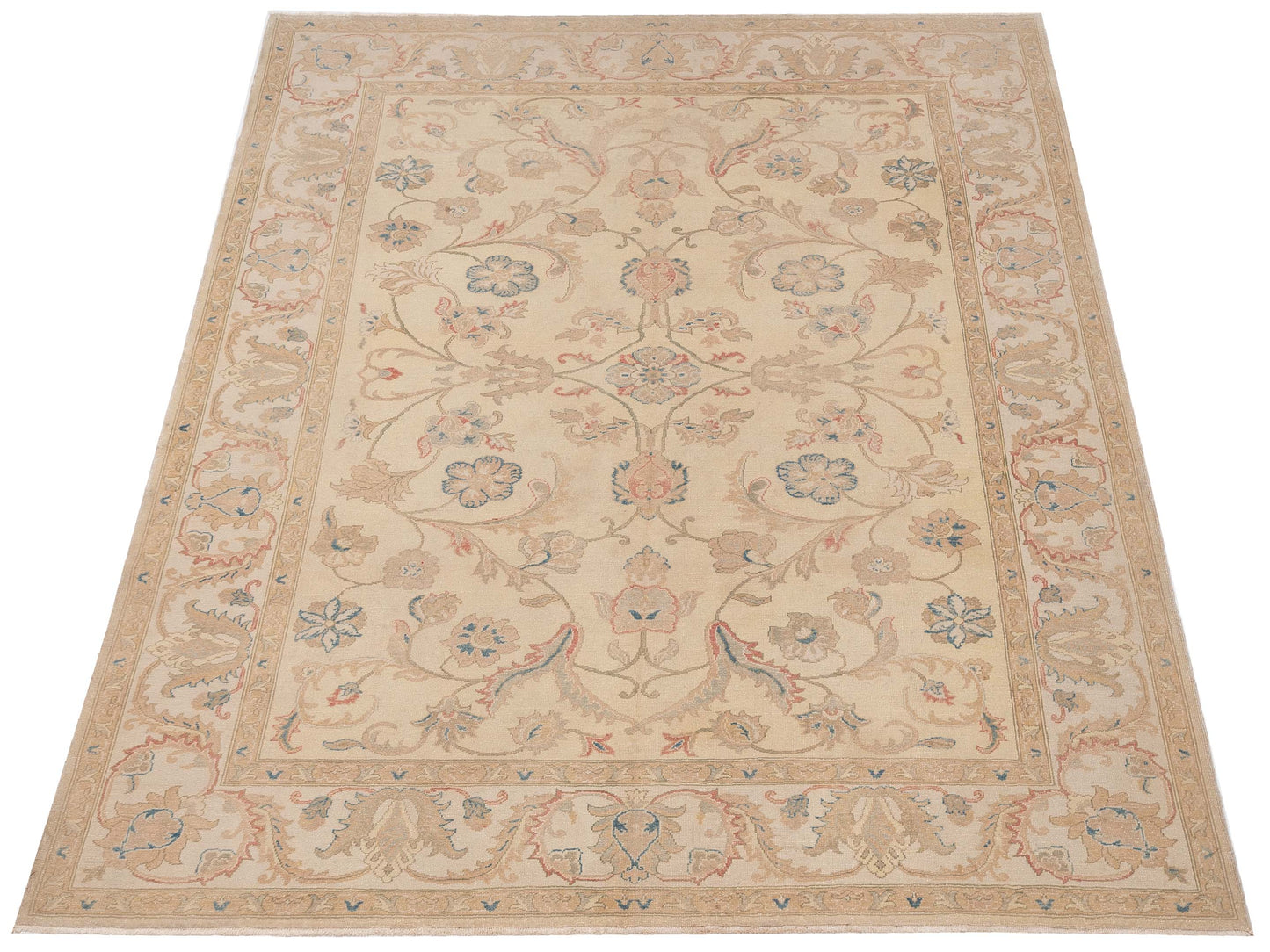 Turkish Elvaria Ivory Ivory 9x11.1 Hand Knotted Rug