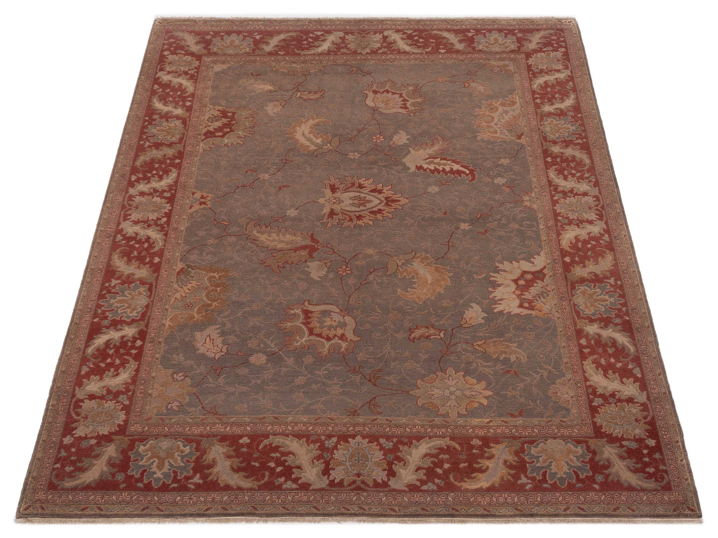 Turkish Elvaria Silver Brick 9.1x11.4 Hand Knotted Rug