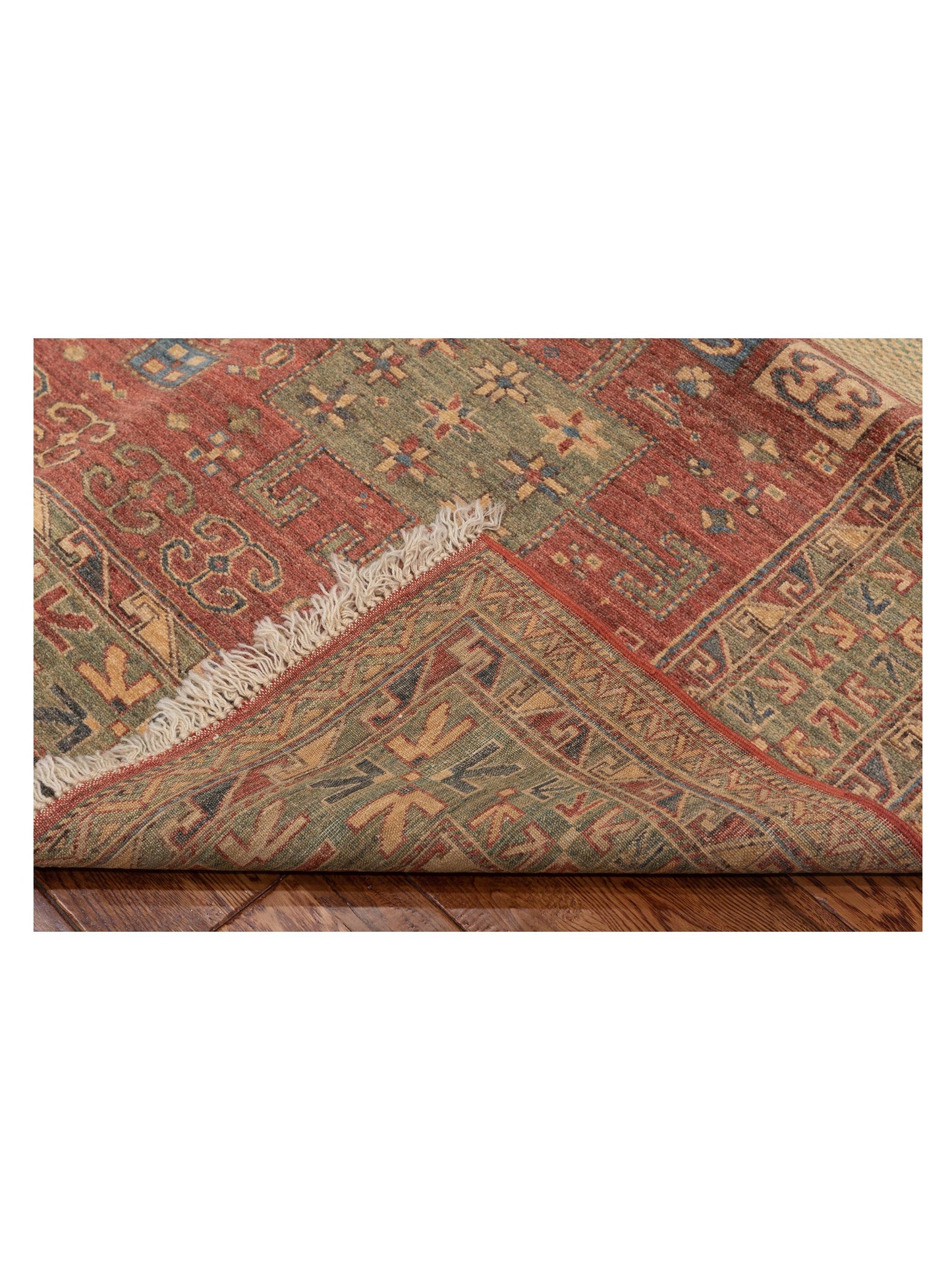 Antiqua Loom Rust Green 5.1x8.3 Hand Knotted Rug