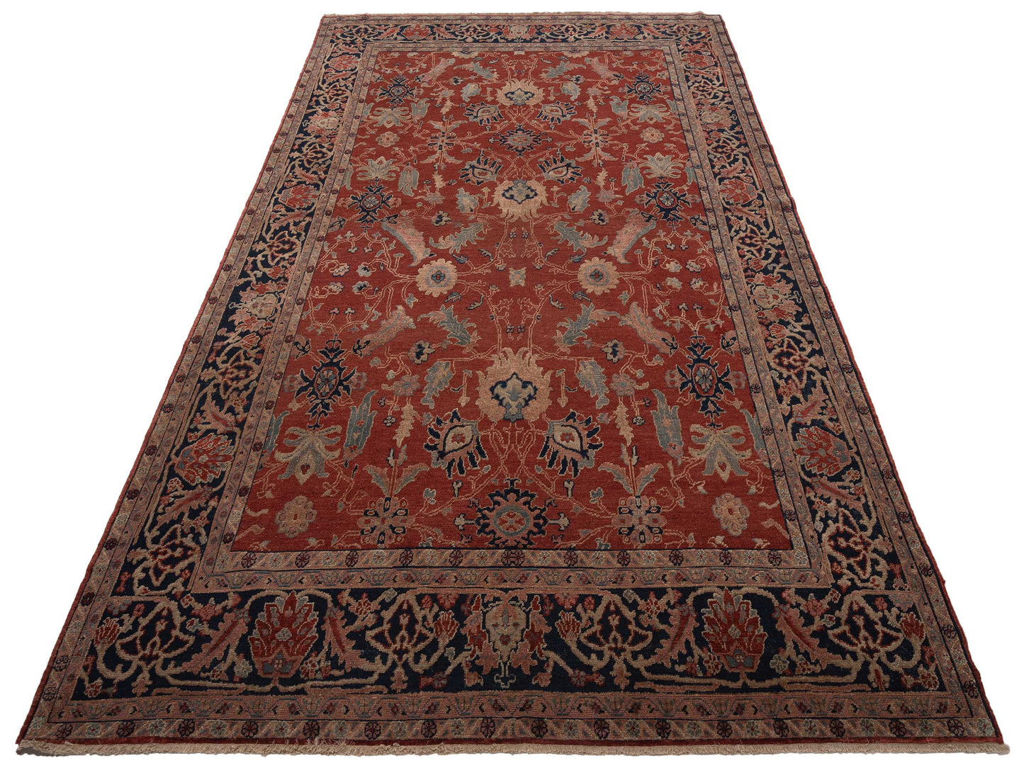 Turkish Elvaria Red Navy 8.11x14.5 Hand Knotted Rug
