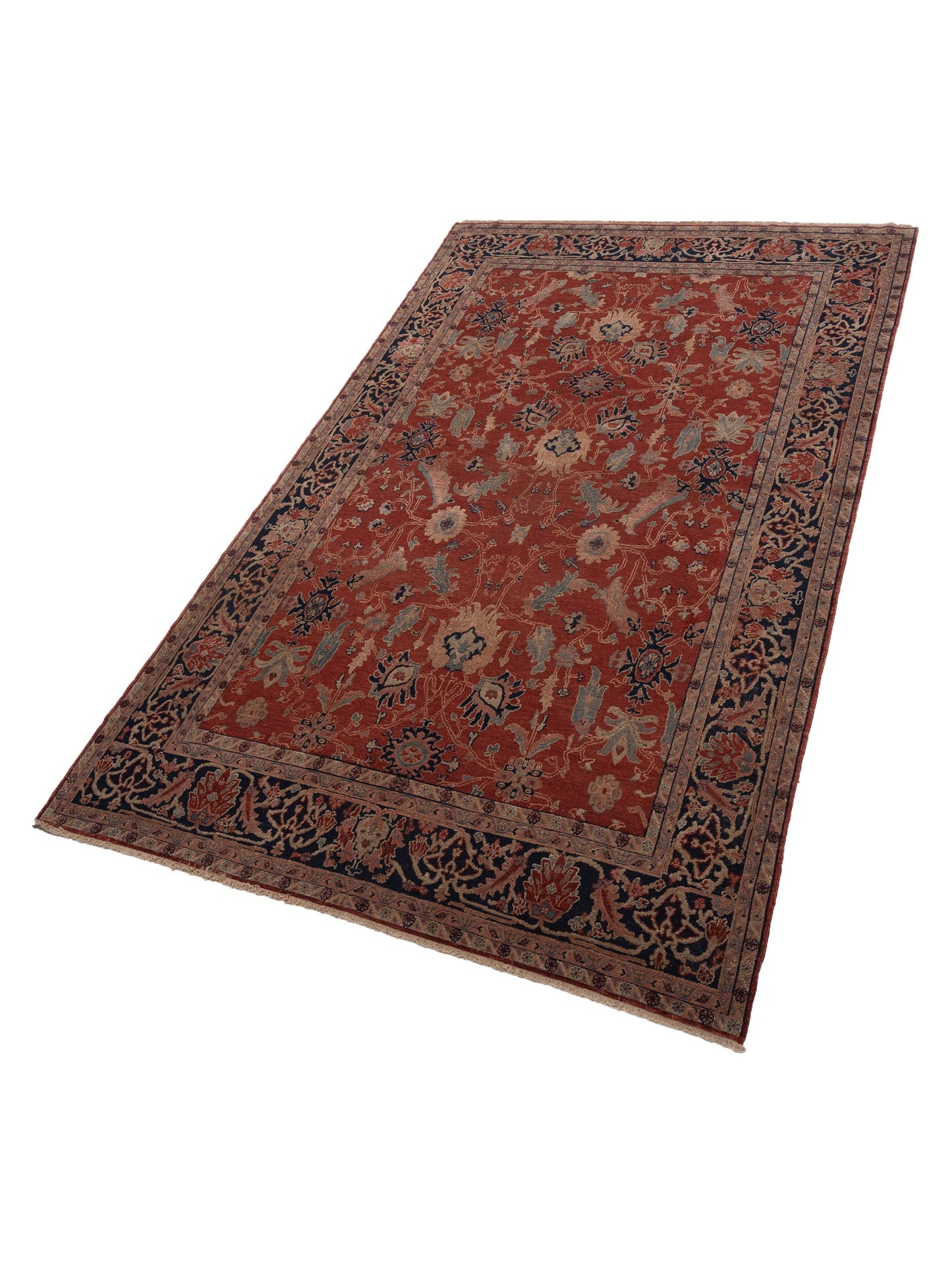 Turkish Elvaria Red Navy 8.11x14.5 Hand Knotted Rug