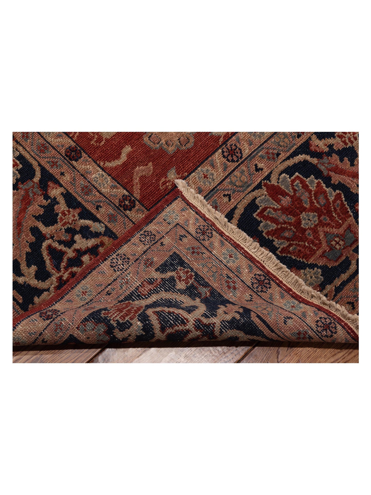 Turkish Elvaria Red Navy 8.11x14.5 Hand Knotted Rug