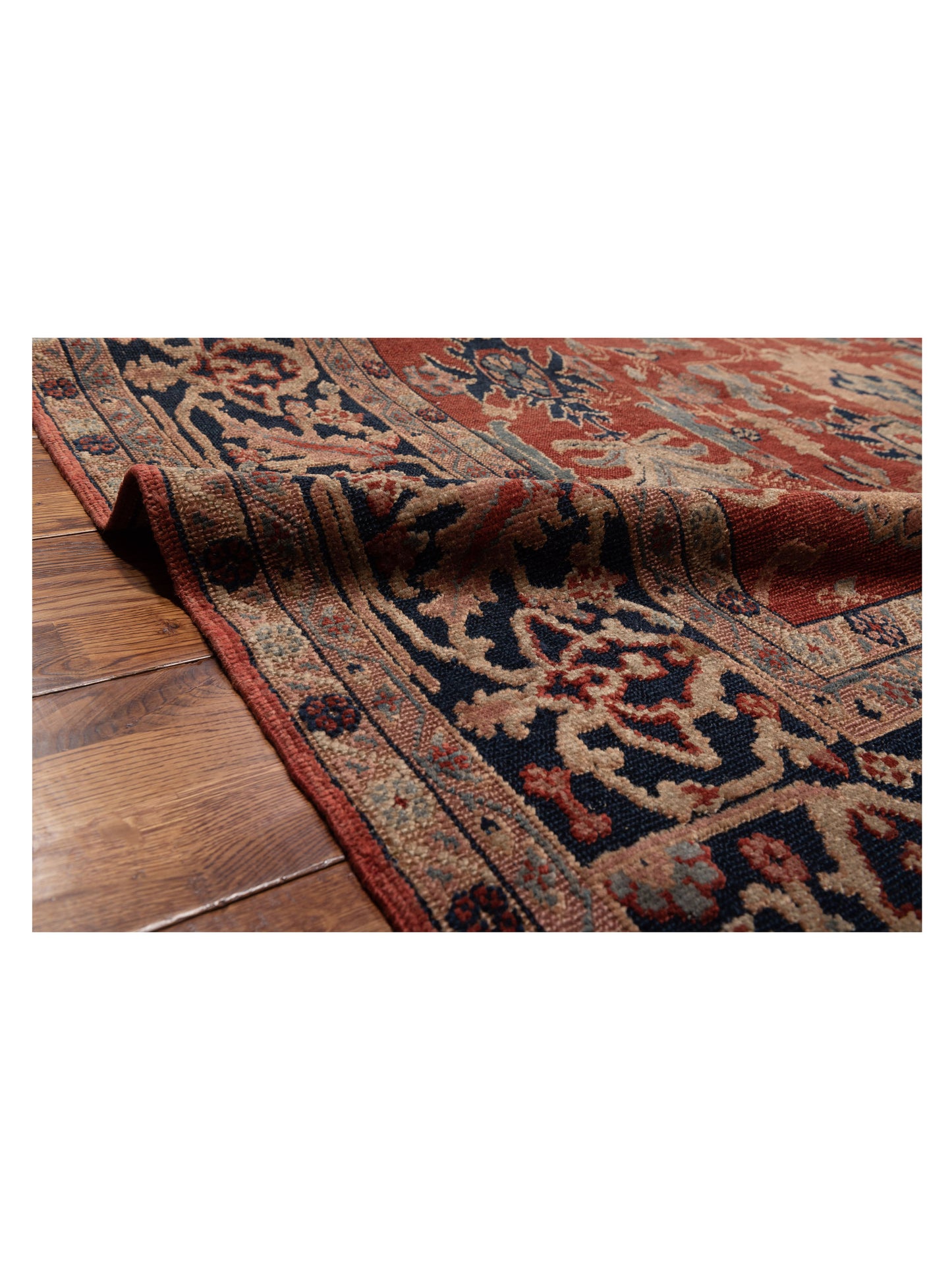 Turkish Elvaria Red Navy 8.11x14.5 Hand Knotted Rug