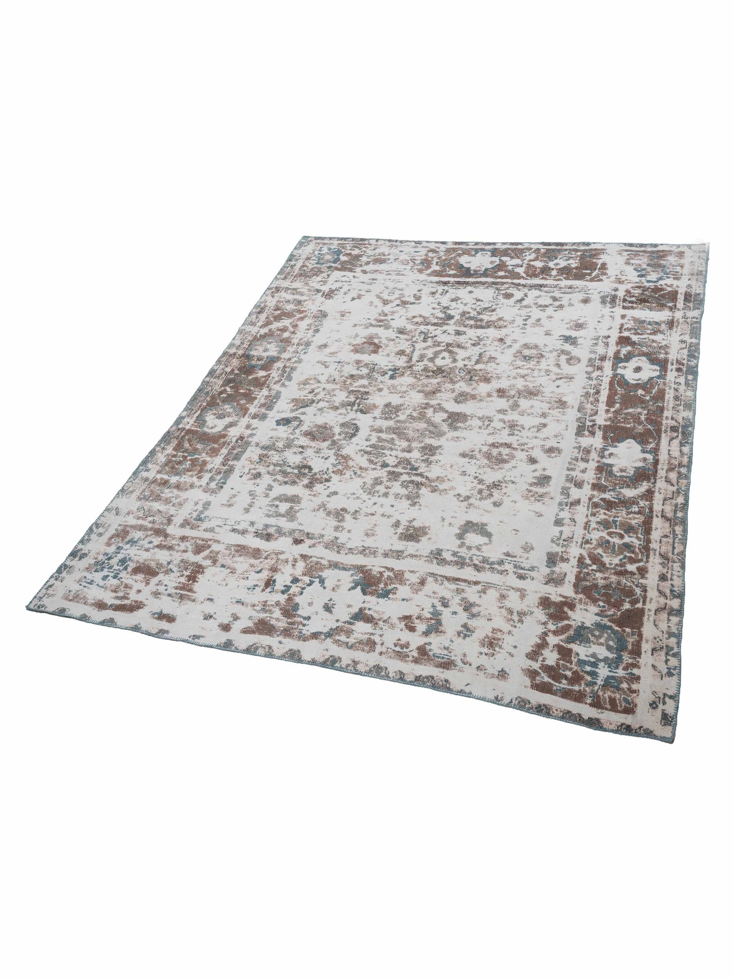 Patchwork Ivory Blue 9.7x11.7 Hand Knotted Rug