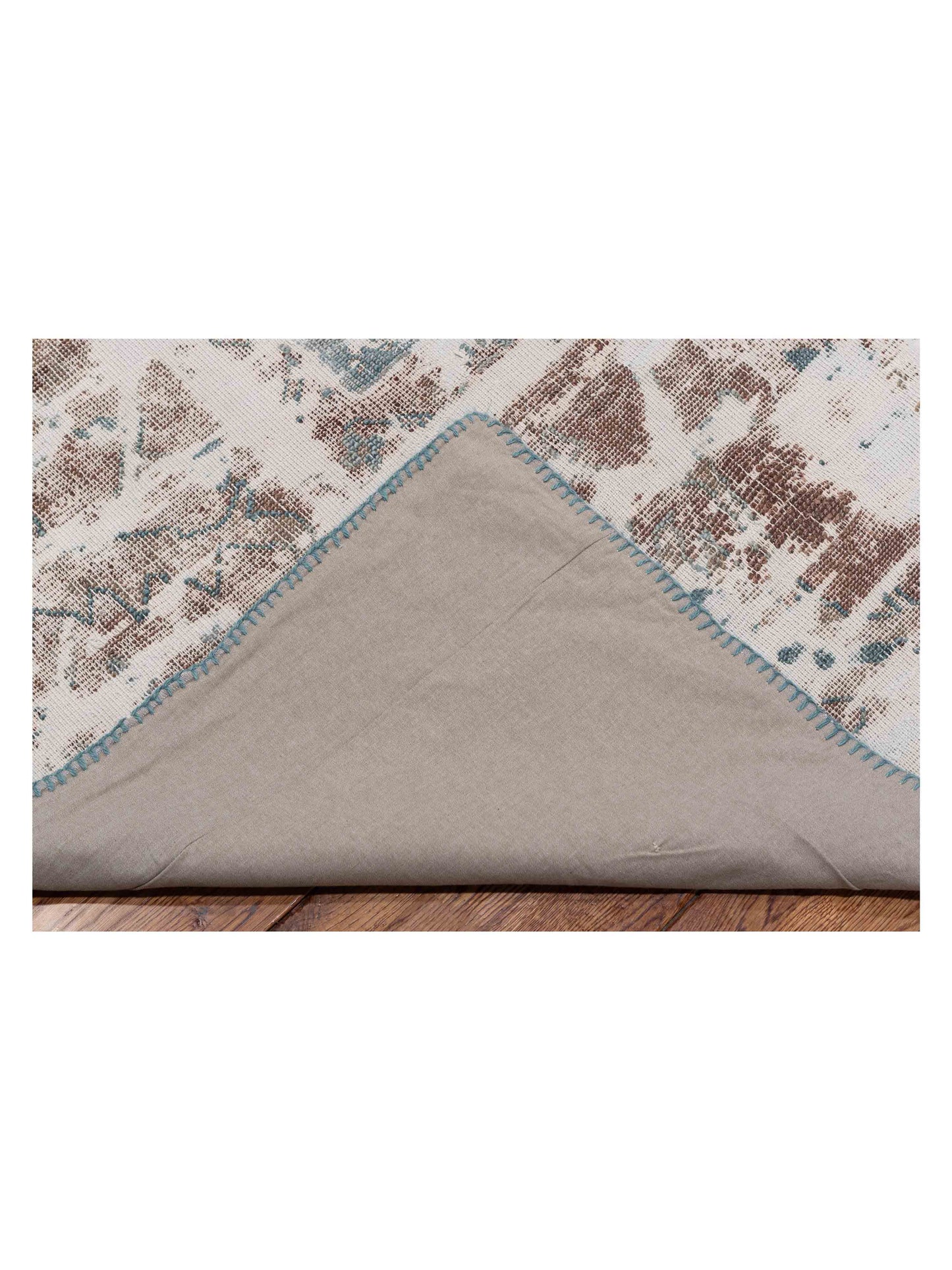 Patchwork Ivory Blue 9.7x11.7 Hand Knotted Rug