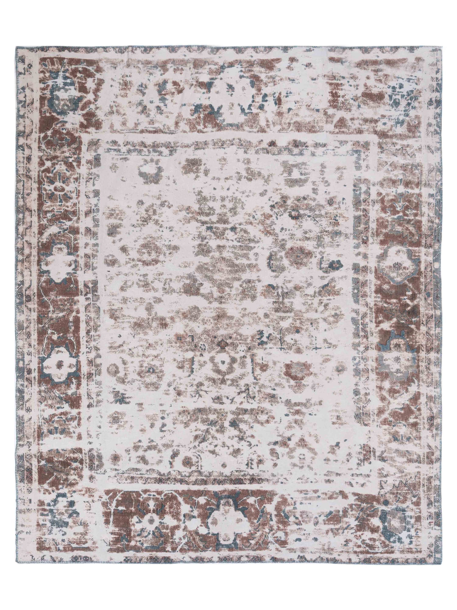 Pasha Turkish Vestige Patchwork  Ivory Blue Contemporary