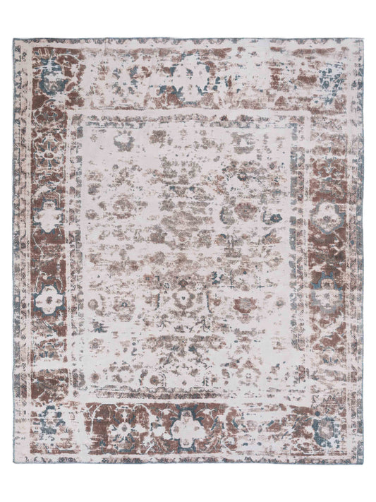 Pasha Turkish Vestige Patchwork  Ivory Blue Contemporary