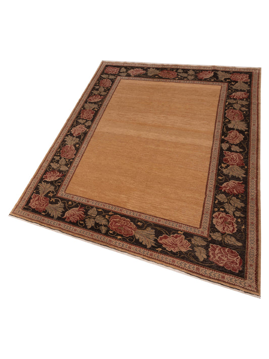 Turkish Elvaria Gold Black 6.11x9.6 Hand Knotted Rug