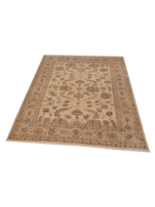 Turkish Elvaria Ivory Beige 9.7x12.2 Hand Knotted Rug