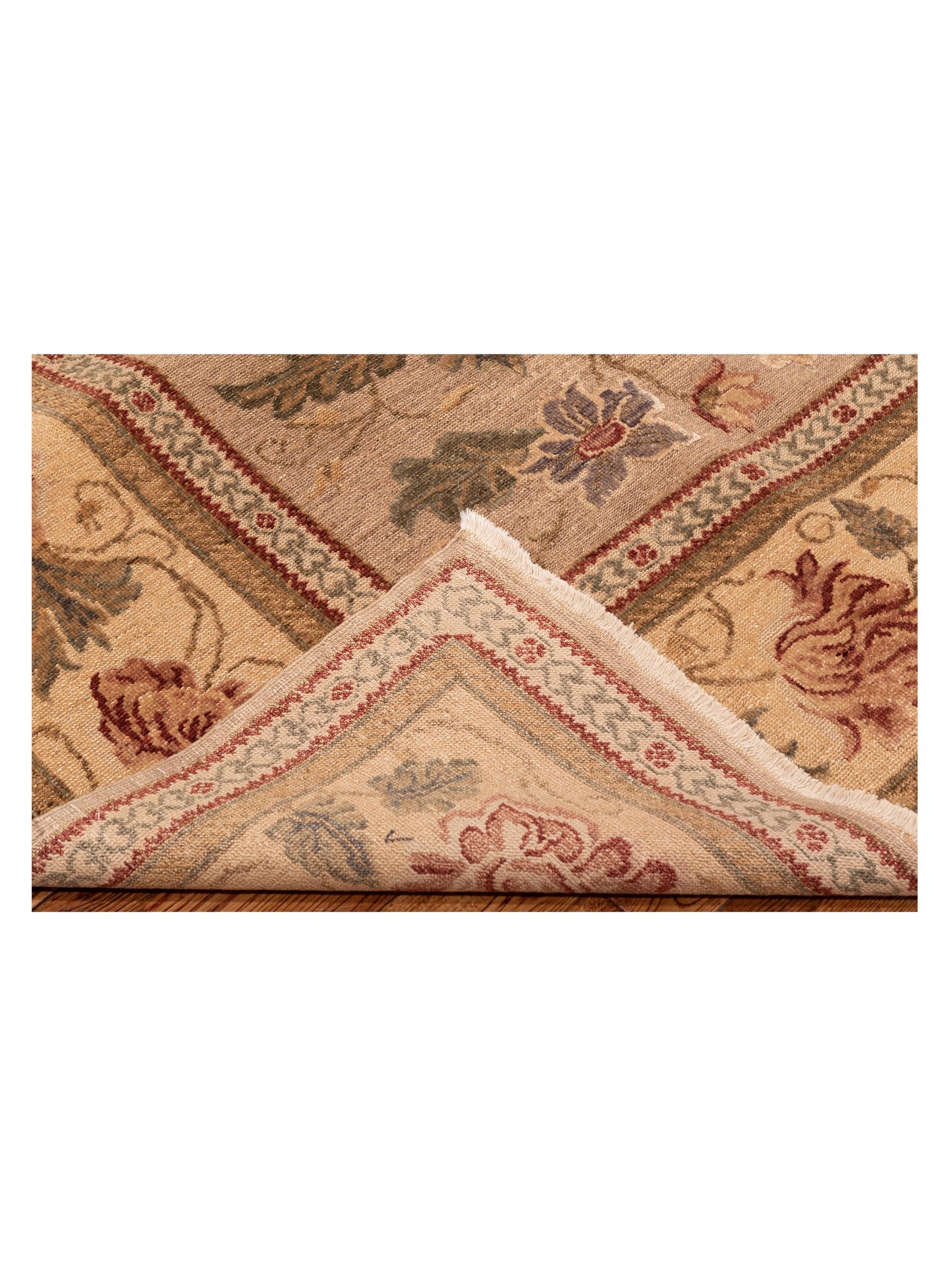 Turkish Elvaria Light Brown Cream 9.1x12.4 Hand Knotted Rug