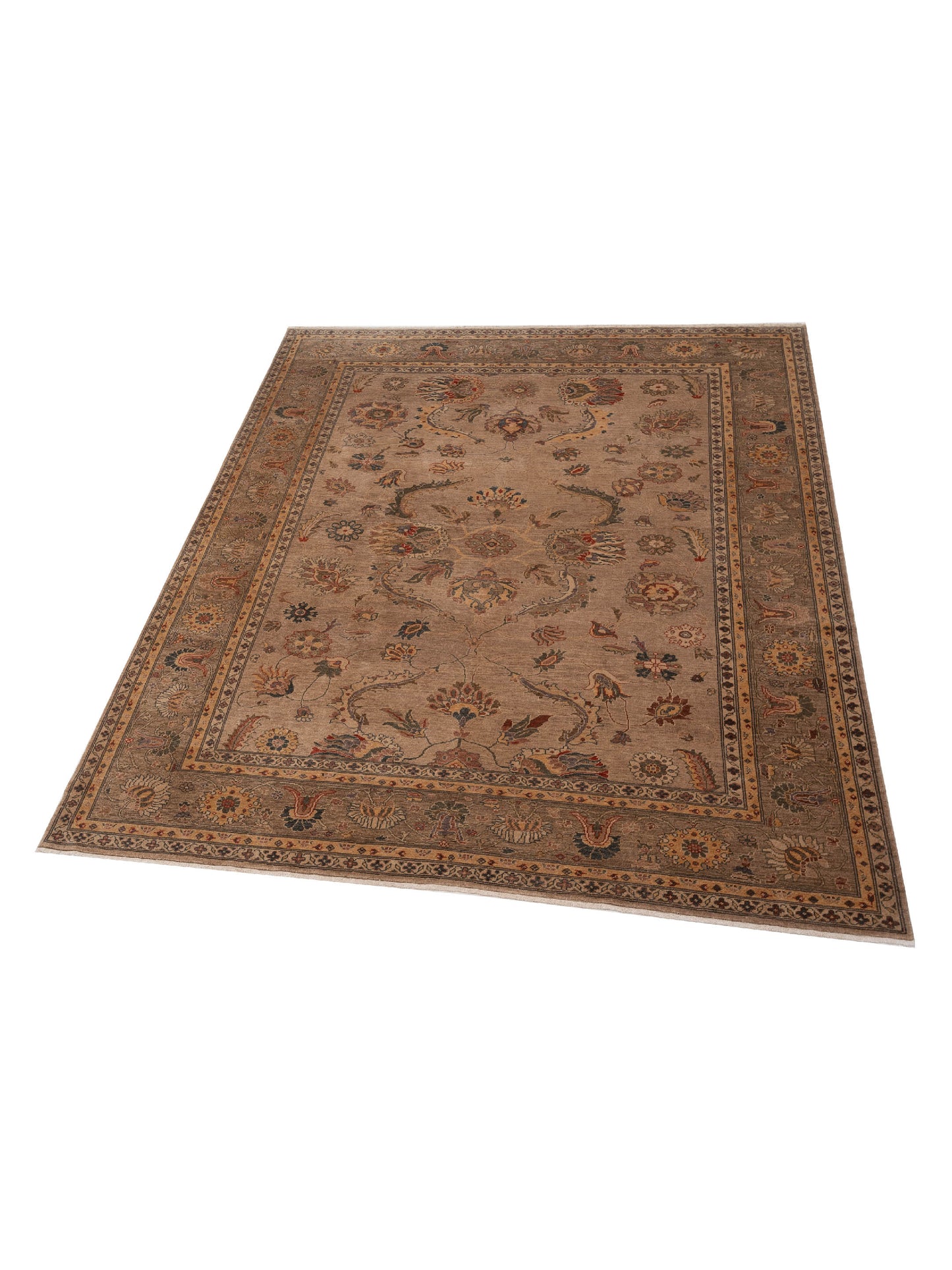 Turkish Elvaria Taupe Silver 9.2x11.4 Hand Knotted Rug