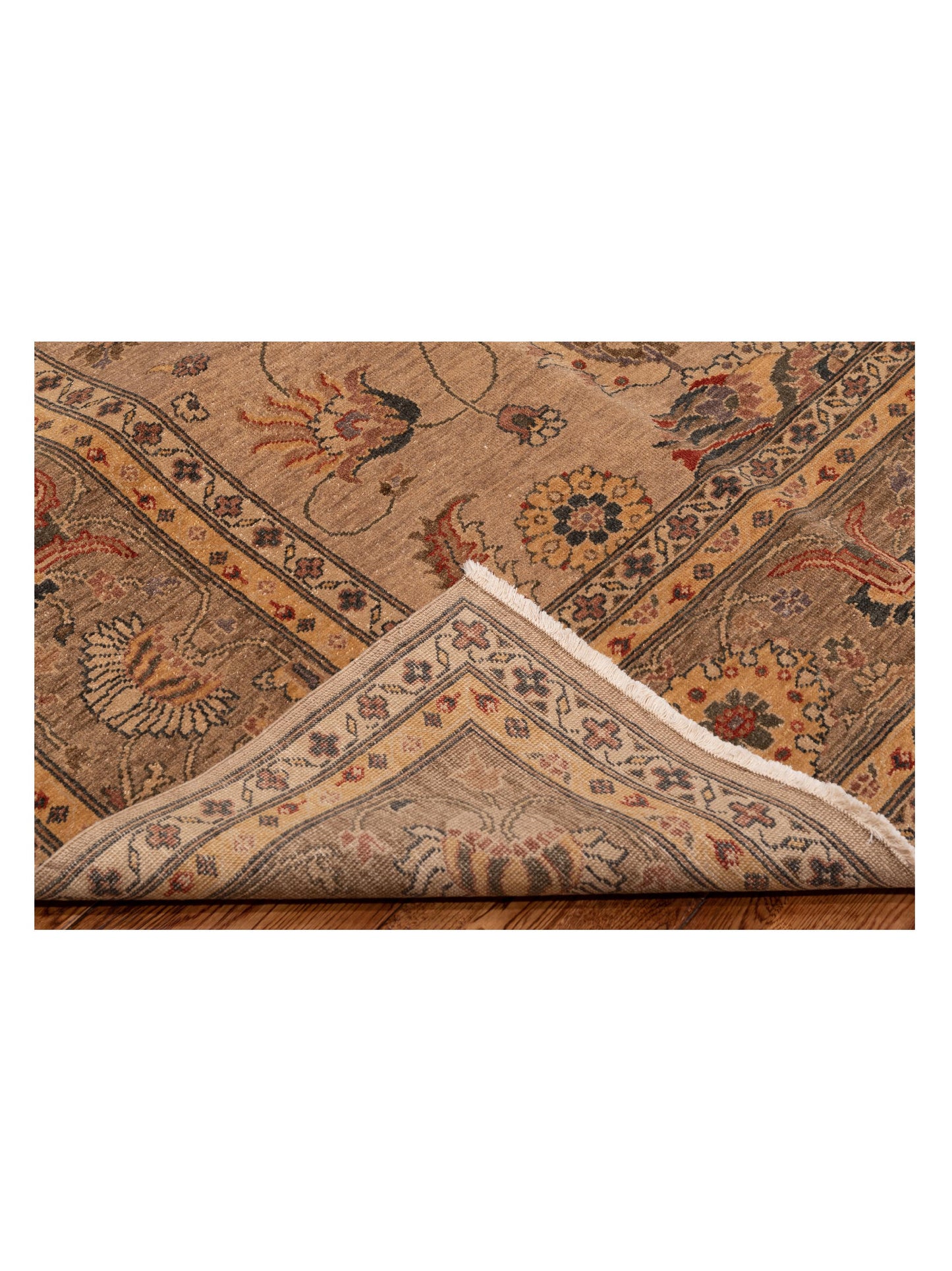 Turkish Elvaria Taupe Silver 9.2x11.4 Hand Knotted Rug