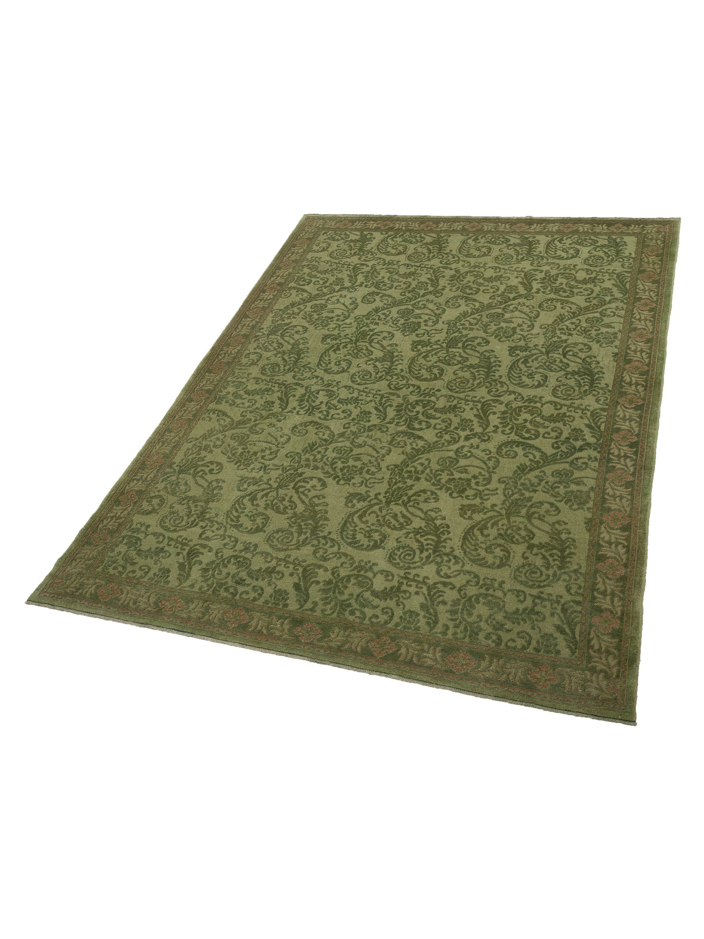 Vintage Green 8.10x11.6 Hand Knotted Rug