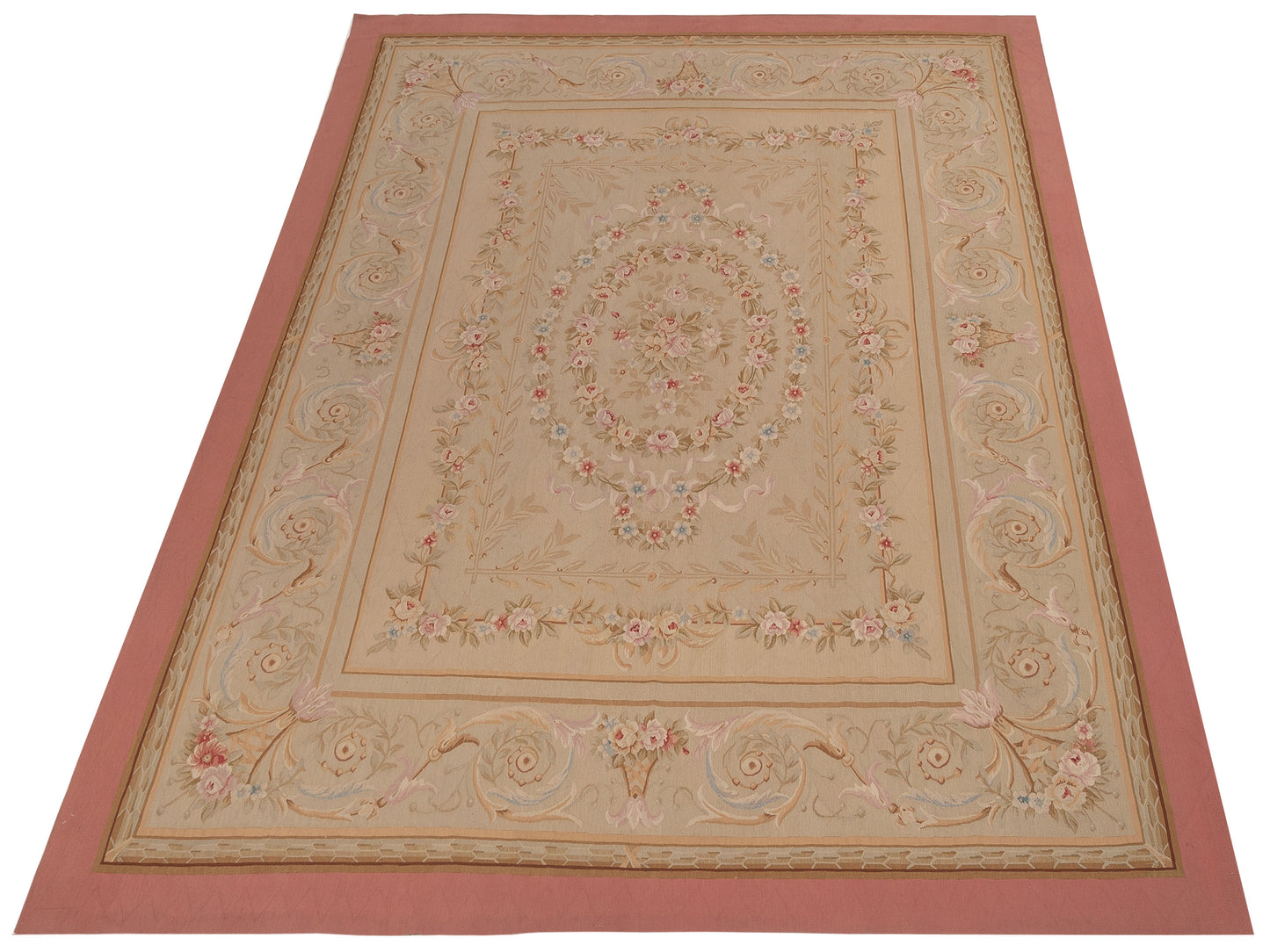 Florienne Cream Pink 8.9x12 Hand Knotted Rug