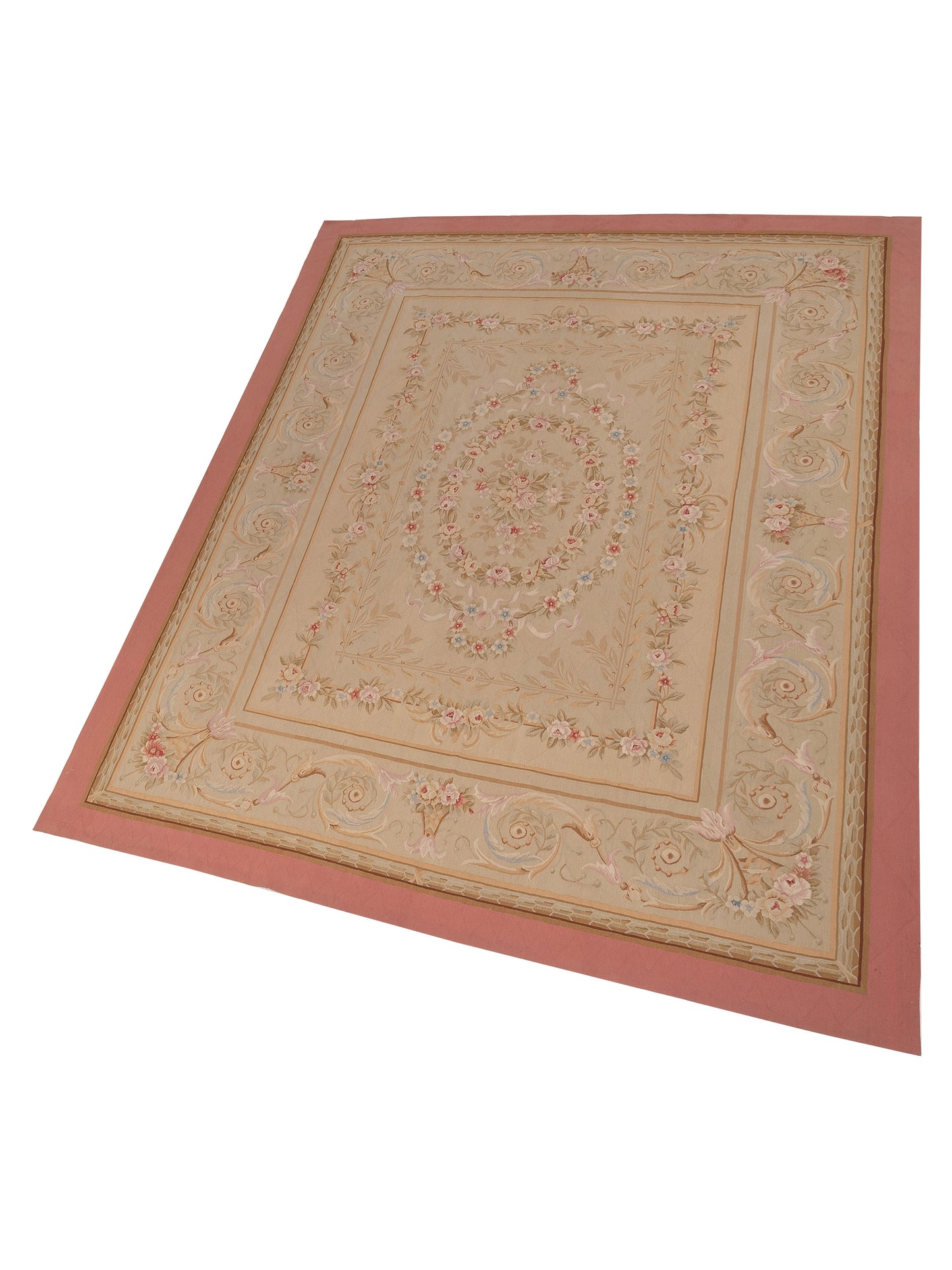 Florienne Cream Pink 8.9x12 Hand Knotted Rug