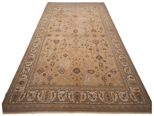 Turkish Elvaria Gold Ivory 12.2x18.3 Hand Knotted Rug