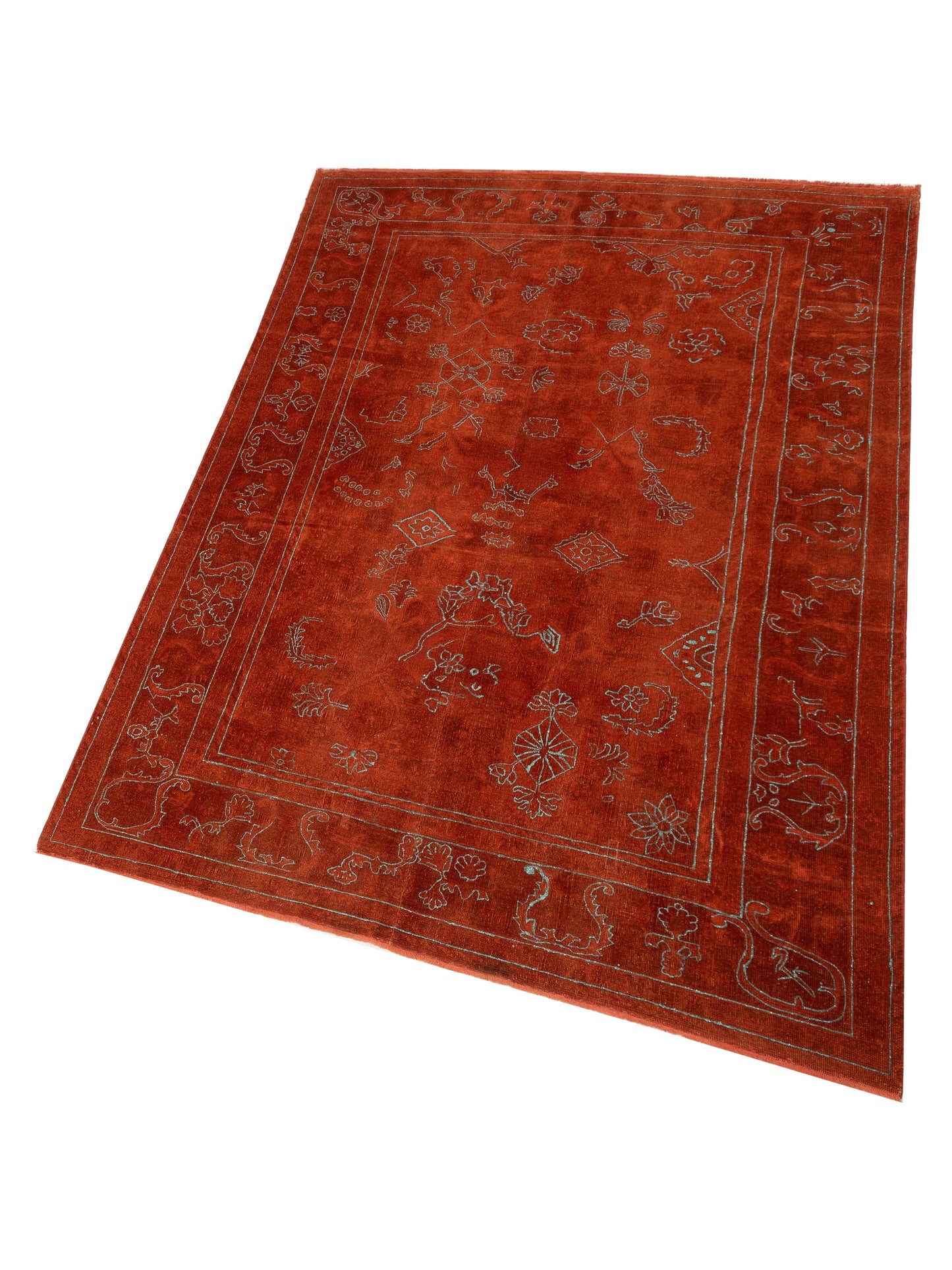 Vintage Orange 7.8x10.10 Hand Knotted Rug