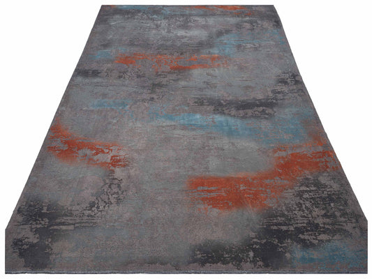 Vintage Dark Gray 9.3x13.3 Hand Knotted Rug