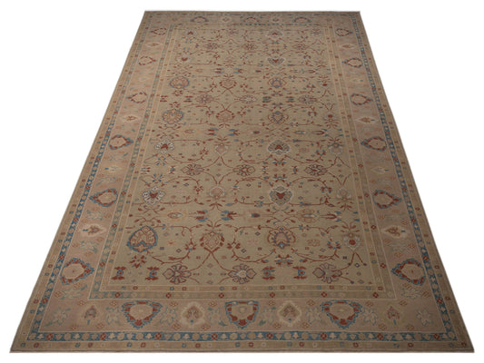 Turkish Elvaria Light Green Taupe 12.8x17.8 Hand Knotted Rug
