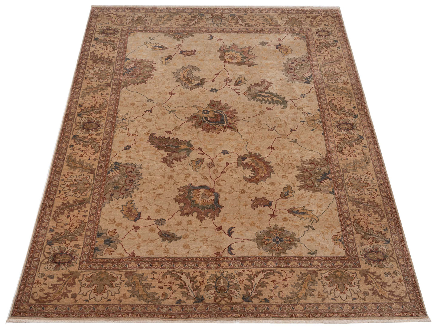 Turkish Elvaria Beige Beige 9.2x12.10 Hand Knotted Rug