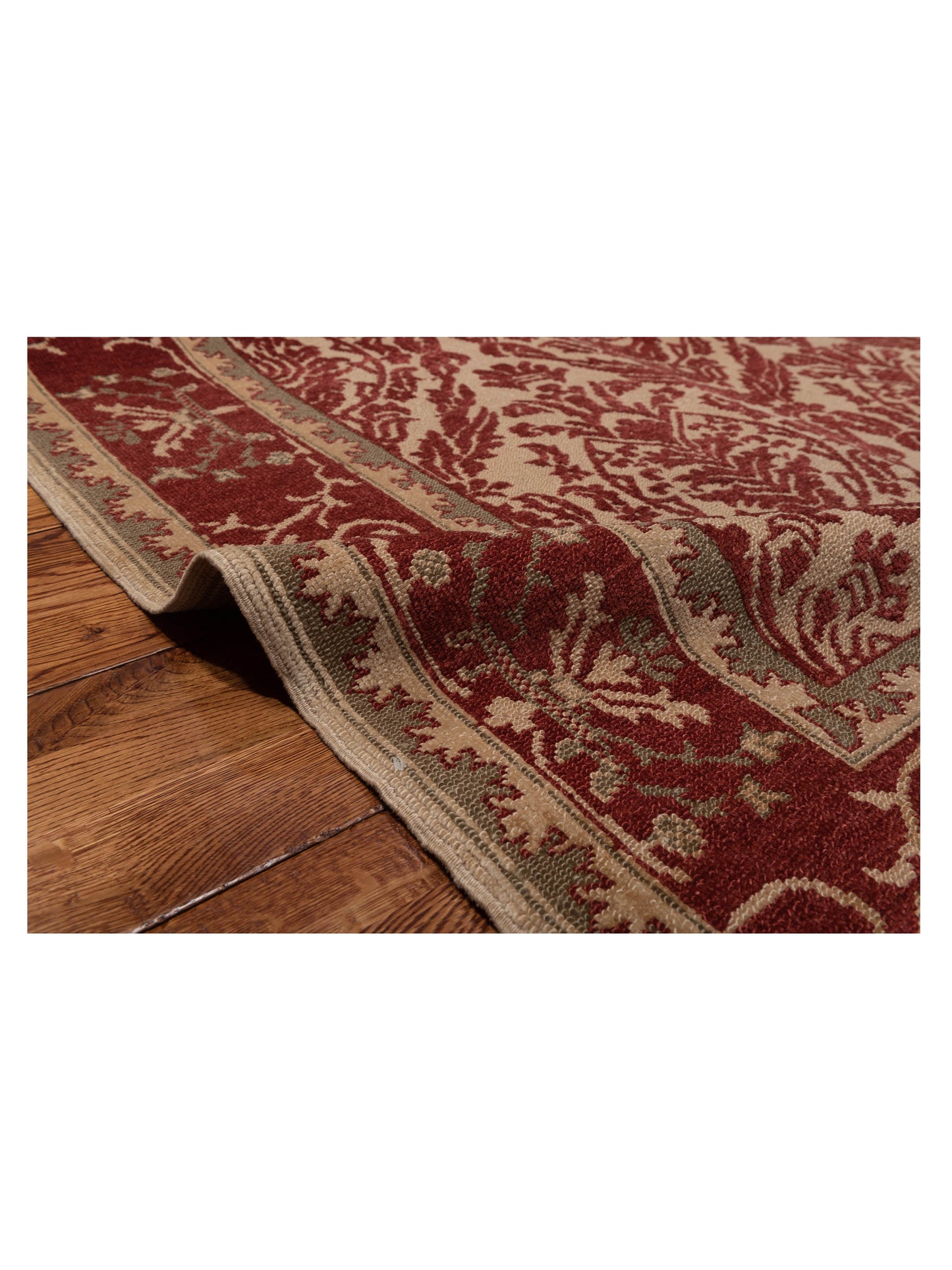 Turkish Elvaria Beige Red 7.2x10.6 Hand Knotted Rug