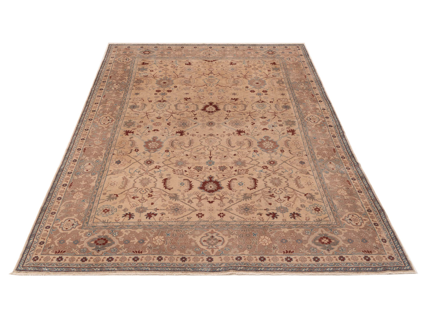 Turkish Elvaria Cream Brown 8.9x12 Hand Knotted Rug