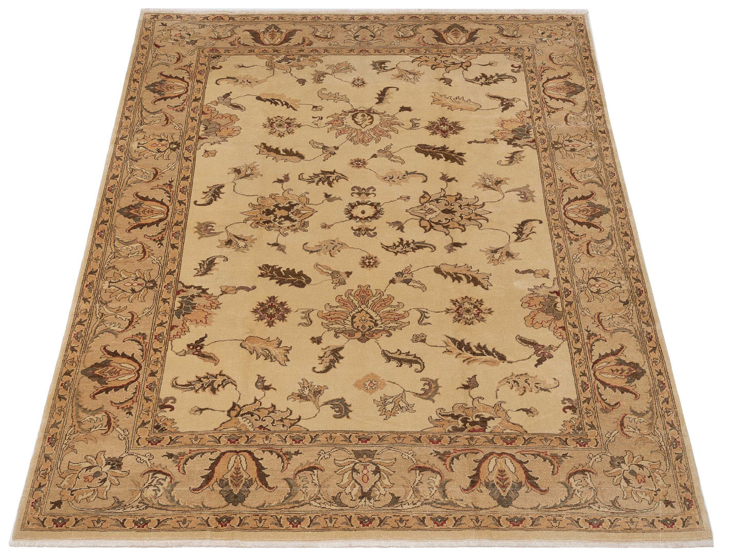 Turkish Elvaria Ivory Beige 8.8x10.10 Hand Knotted Rug
