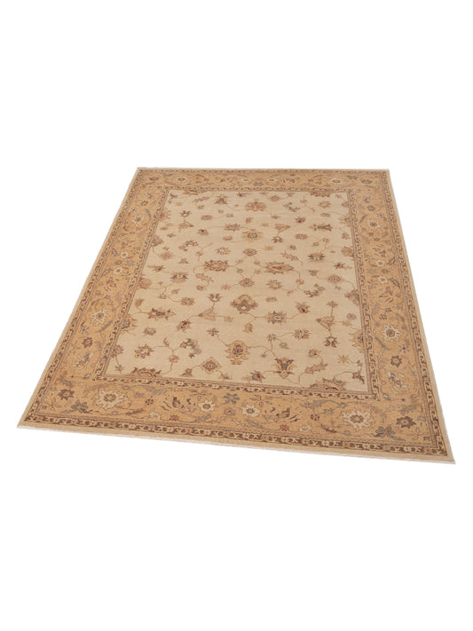 Turkish Elvaria Ivory Gold 9.2x11.8 Hand Knotted Rug