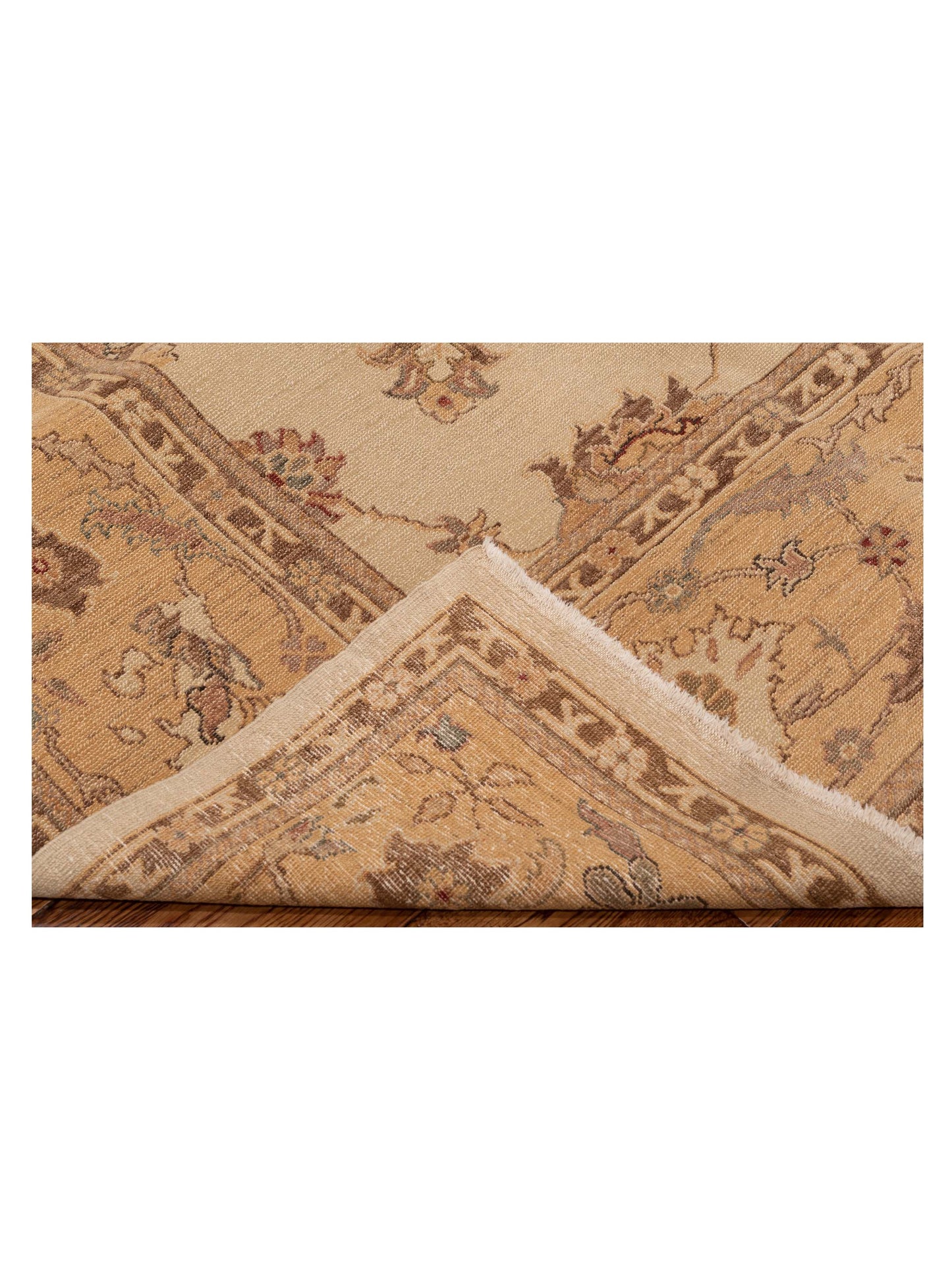 Turkish Elvaria Ivory Gold 9.2x11.8 Hand Knotted Rug