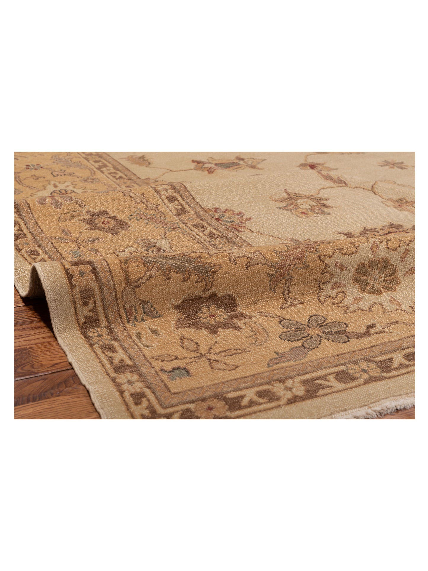 Turkish Elvaria Ivory Gold 9.2x11.8 Hand Knotted Rug