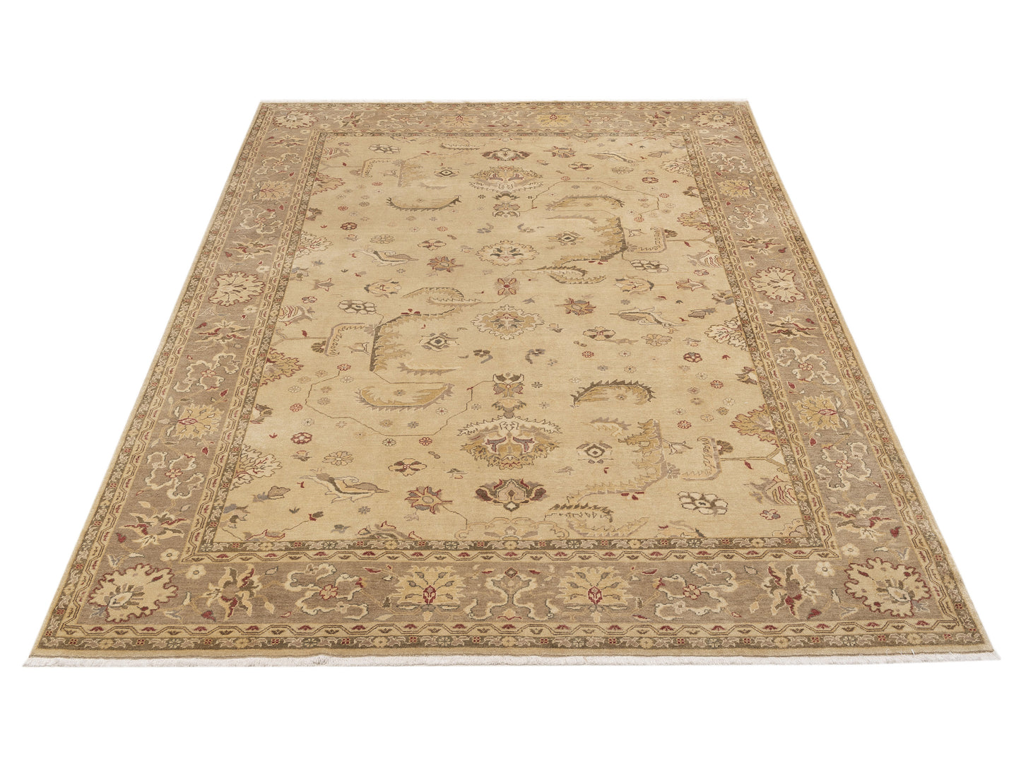Turkish Elvaria Camel Brown 9.1x11.11 Hand Knotted Rug