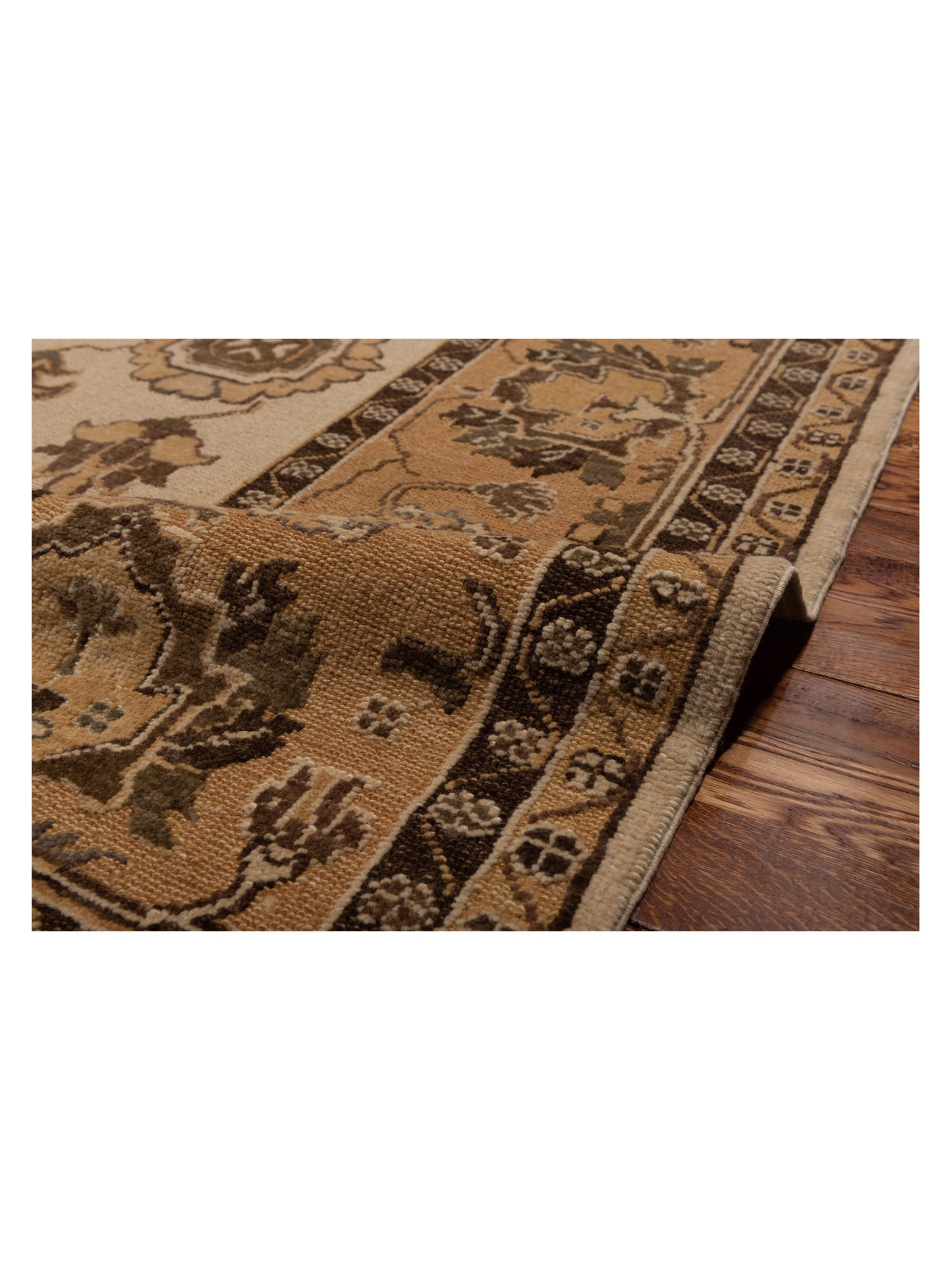 Turkish Elvaria Ivory Gold 8.5x10.7 Hand Knotted Rug