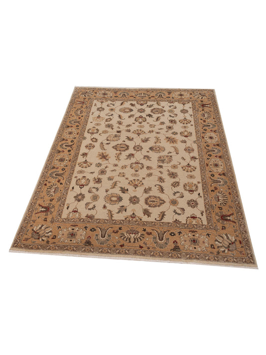Turkish Elvaria Ivory Gold 9.3x12 Hand Knotted Rug