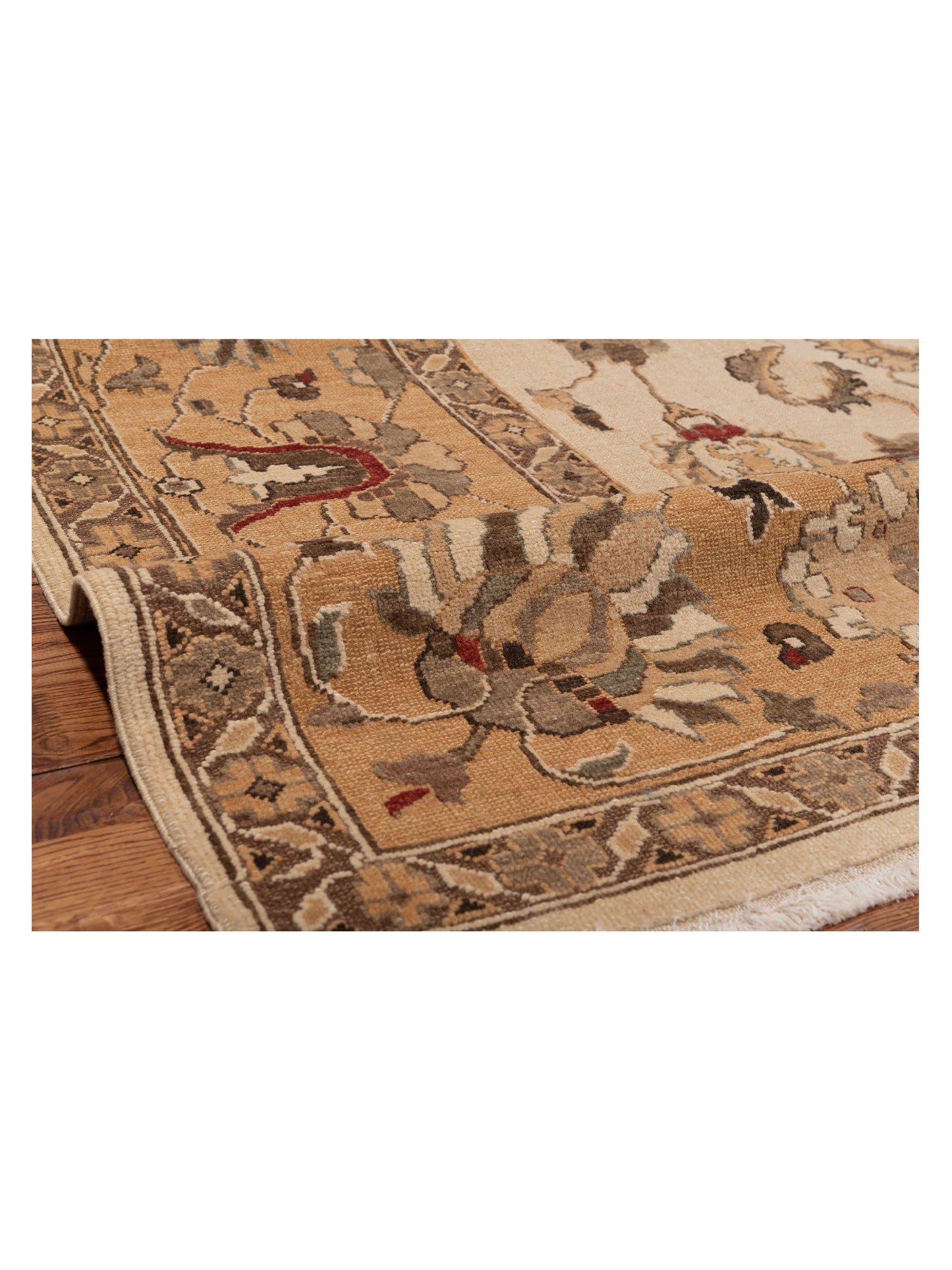 Turkish Elvaria Ivory Gold 9.3x12 Hand Knotted Rug