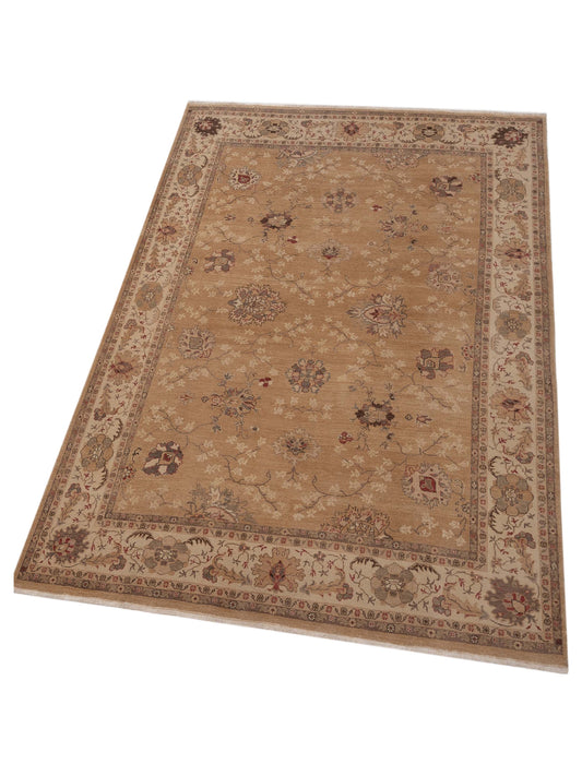 Turkish Elvaria Gold Ivory 9.2x11.1 Hand Knotted Rug