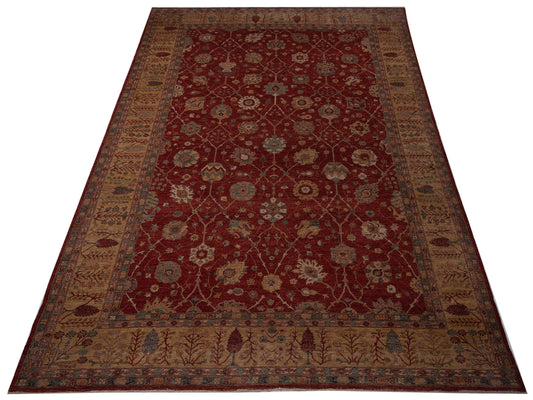Elvaria Red Gold 12.1x17.6 Hand Knotted Rug