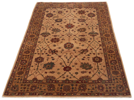 Elvaria Beige Gold 6x9 Hand Knotted Rug