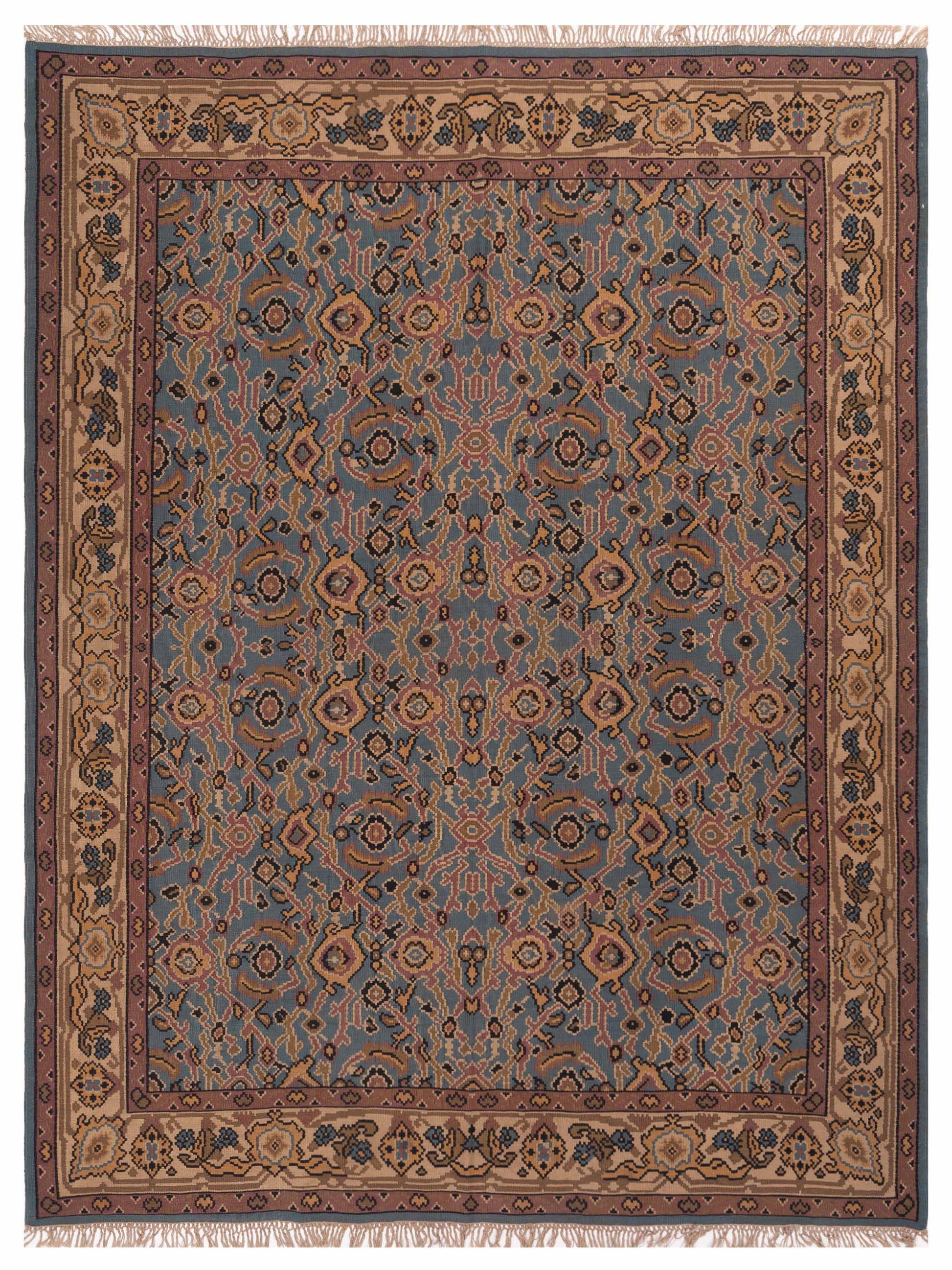 Pasha Transilvanian Kilim  Blue Ivory Traditional