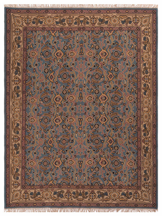 Pasha Transilvanian Kilim  Blue Ivory Traditional