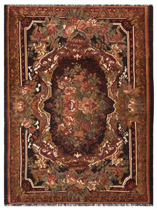 Pasha Old Basserabian Kilim  Black Brown Traditional