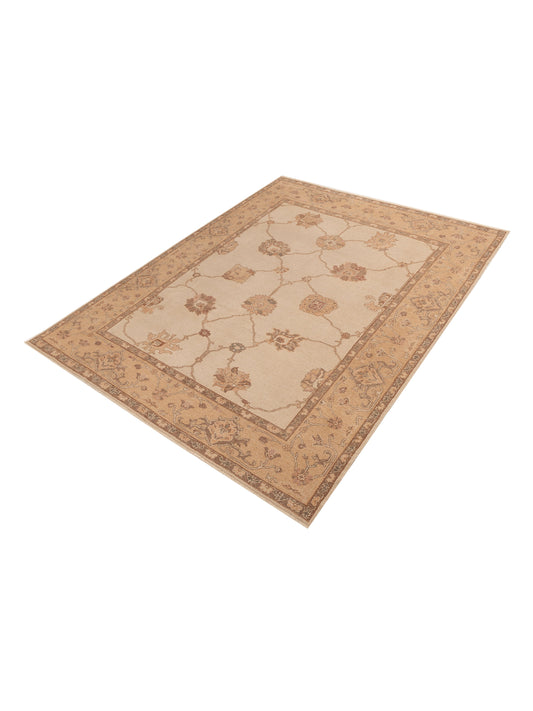 Oushak Ivory Gold 9.3x11.10 Hand Knotted Rug